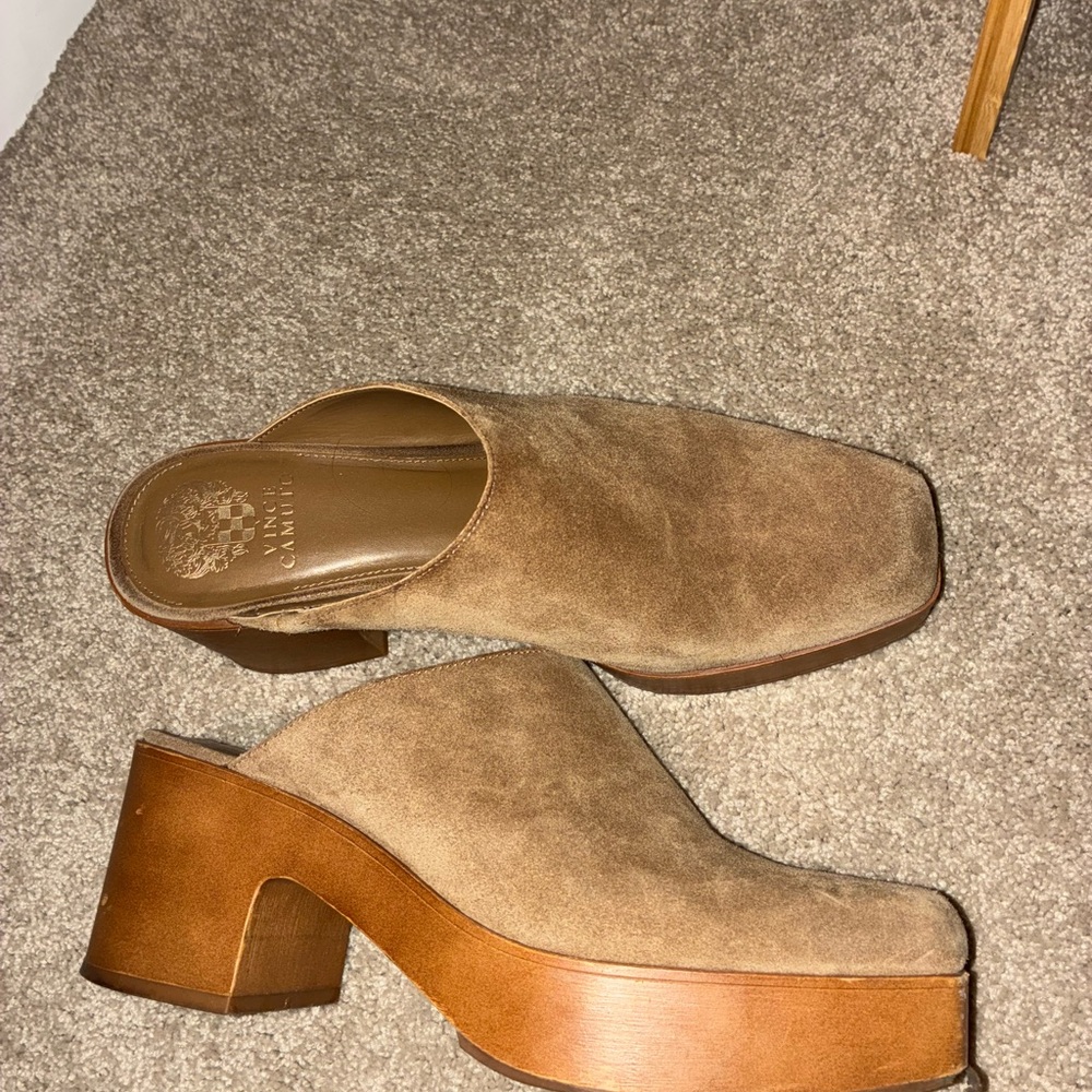 Vince Camuto Tan Suede Mules